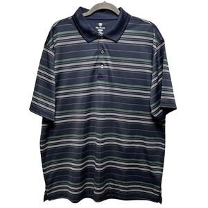 Pro Tour Polo Shirt CoolPlay Mens XL Navy Blue Striped Golf Gorpcore